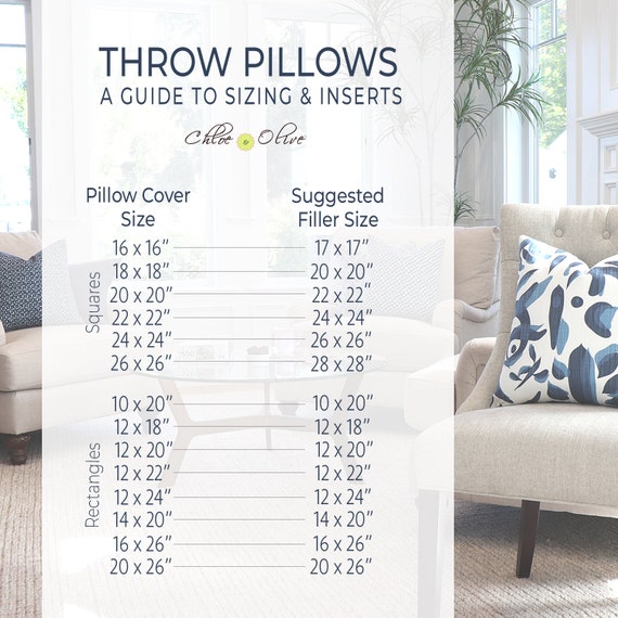 Decorative Pillow Sizes Chart