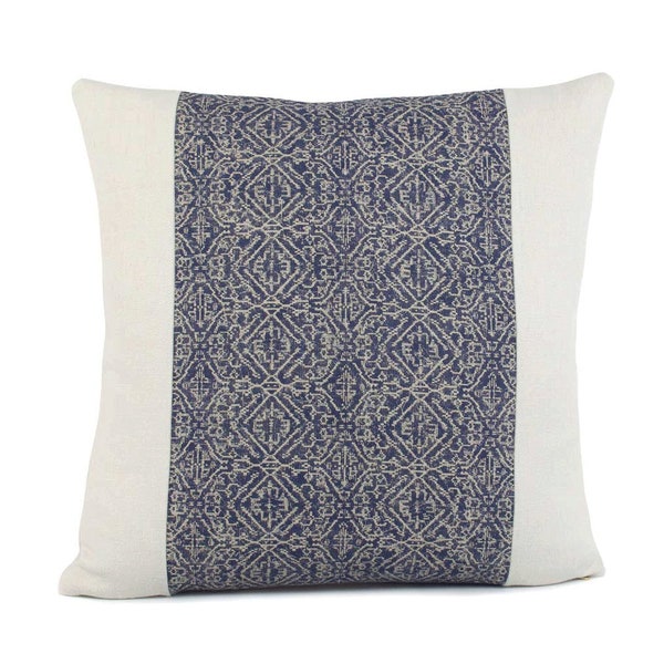 READY TO SHIP Indigo Blue & White Indian Throw Pillow Cover with Zipper, Blue Sofa Cushion Cover, Nira