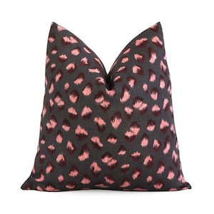 SALE Lee Jofa Groundworks Kelly Wearstler Feline Graphite Rose Cushion Cover with Zipper, Pink Cheetah, 18x18&quot; 14x36&quot; 12x20&quot; 10x20&quot;