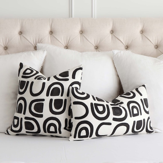 Large Open Boxes Black Throw Pillow for Modern Home Decor - Chloe