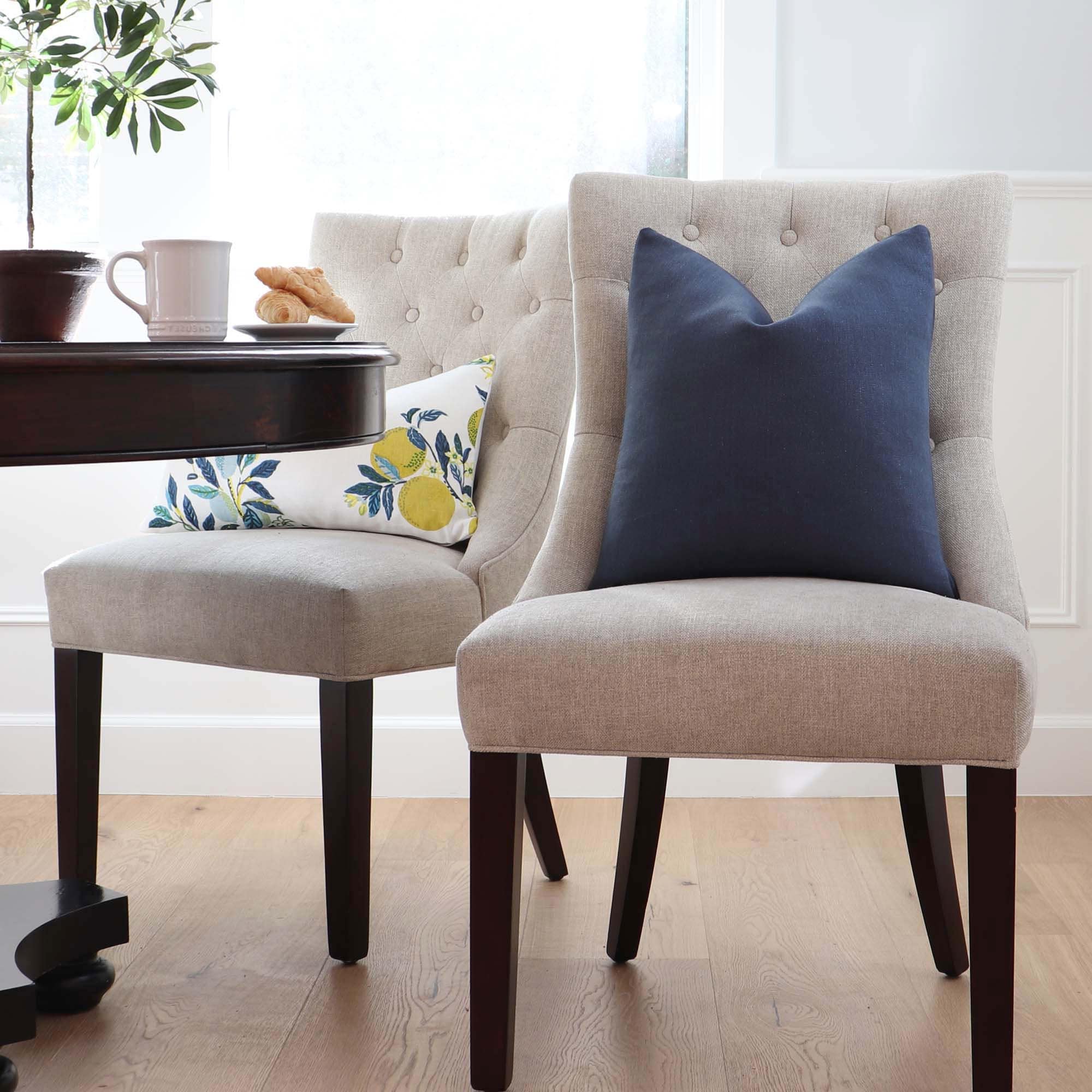 Solid Indigo Blue Linen Lumbar Pillow Cover With Zipper Linen Etsy