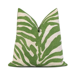 Thibaut Serengeti Zebra Green Throw Pillow Cover with Zipper, Animal Designer Luxury Euro Sham Cushion Case for Home Decor, Accent Toss