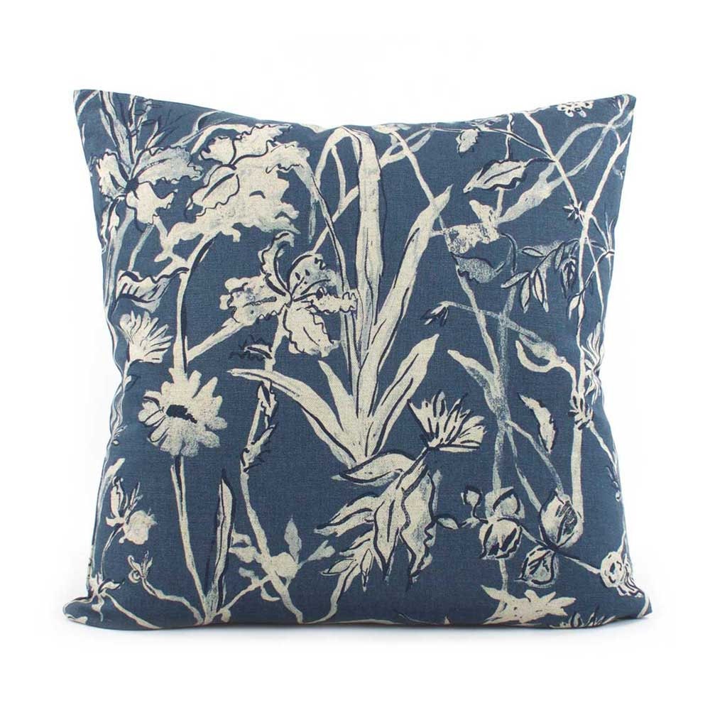 Floral Indigo Blue Pillow Cover 14x14 for Living Room Sofa Etsy