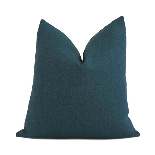 Teal Blue Throw Pillow Cover From Linen Blue Cushion Case Etsy