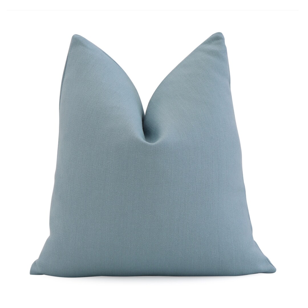 Solid Blue Linen Throw Pillow Cover With Zipper Linen Pillow Etsy