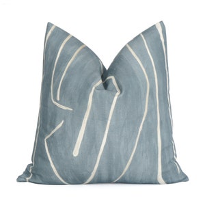 Kelly Wearstler Graffito Deep Sky Pillow Cover, Modern Home Decor, Light Blue Cushion Sham, Blue Pillows, Designer Cushions, Lee Jofa