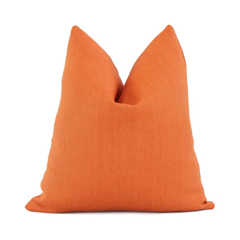Relaxed Linen Throw Pillow Cover in Pumpkin Orange for Bedding, Lumbar Slip Case with Zipper in Solid Bright Neutral Color, Custom Size, Tay image 3