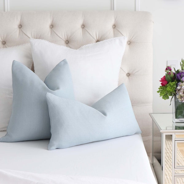 Light Blue Linen Pillow Etsy