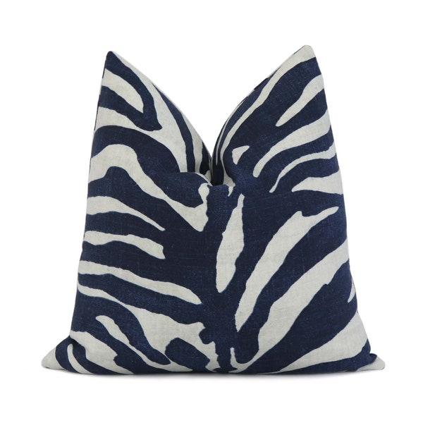 Navy Zebra Pillow Etsy