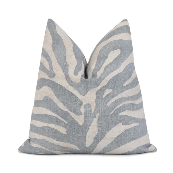 Thibaut Serengeti Zebra Aqua Blue Throw Pillow Cover with Zipper, Animal Designer Luxury Euro Sham Cushion Case for Room Decor, Accent Toss