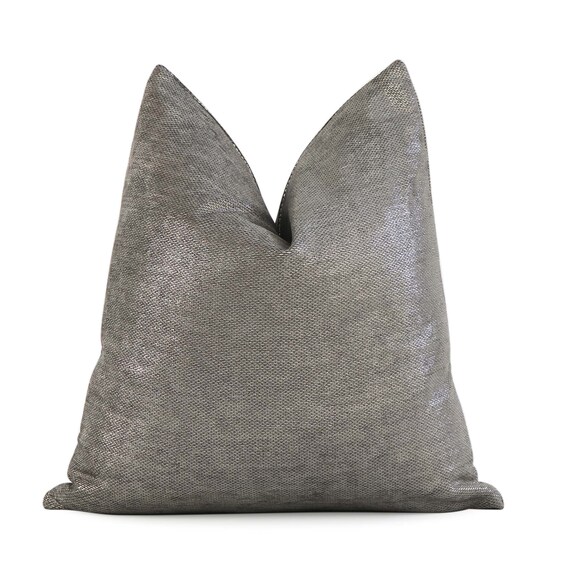 Schumacher Glimmer Mineral Throw Pillow Cover Pewter Shimmer