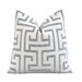 Thibaut Ming Trail Light Blue and White Cushion Cover with Zipper, Velvet Greek Key Maze Pillow Cover, Chinoiserie Designer Pillow Cover 