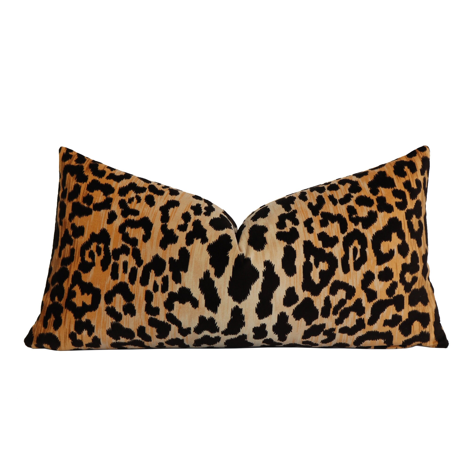 Velvet Leopard Print Lumbar Throw Pillow Cover With Brass | Etsy