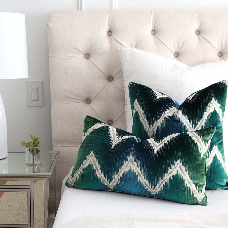 Schumacher Shock Wave Teal and Green Ombre Silk Velvet Lumbar Etsy