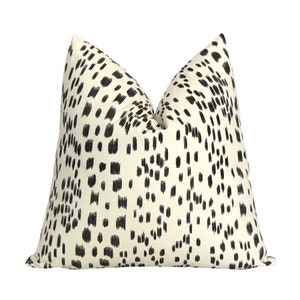 SALE Brunschwig Fils Les Touches Black and Ivory Pillow Cover, 18x18, 20x20, 22x22, Leopard Print, Modern Spotted Cushion Cover