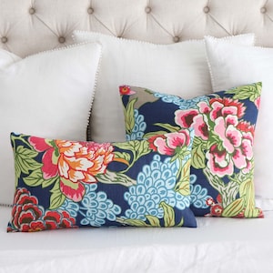 Navy blue floral throw pillows 2025