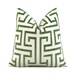 Thibaut Ming Trail Green and White Cushion Cover with Zipper, Velvet Greek Key Maze Pillow Cover, Chinoiserie Designer Accent Pillow Cover 