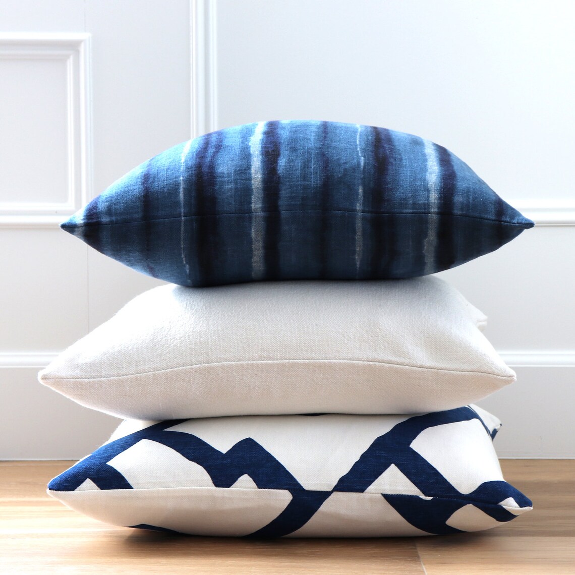 Modern Geometric Euro Sham 26x26 Pillow Cover Blue White Etsy