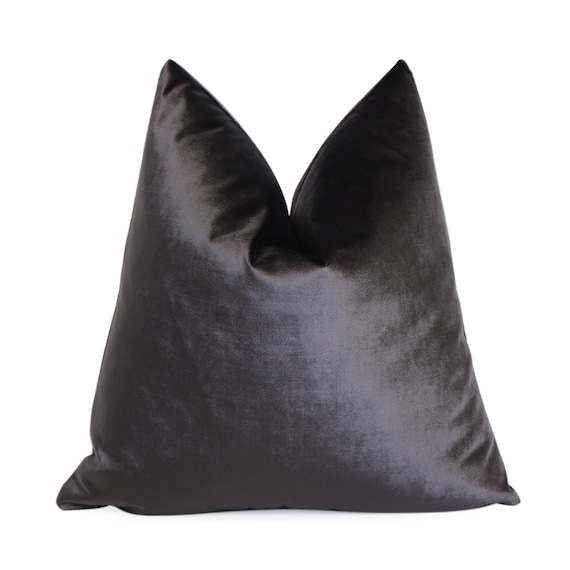 Charcoal Black Velvet Throw Pillow 26x26 24x24 Euro Sham Etsy
