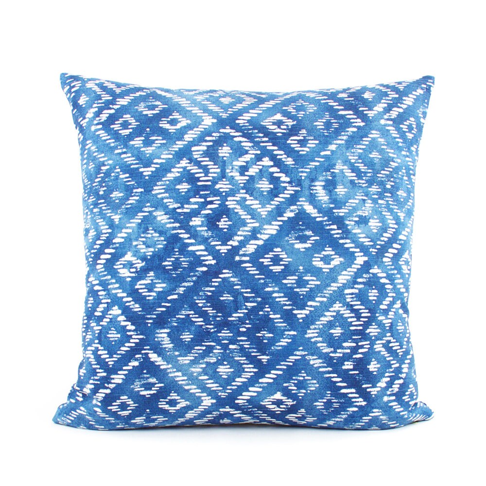 Batik Bright Blue and White Ikat Decorative Throw Pillow Cover Etsy
