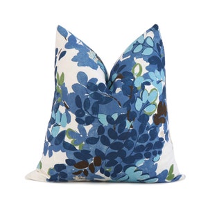 SAMPLE SALE Thibaut Central Park Floral Blue & Green Throw Pillow Cover with Zipper, Accent Toss, Designer Cushion Case, Bedding Home Decor