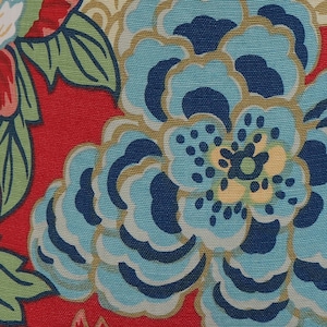 Thibaut Honshu Coral and Green | 4x4&quot; Fabric Sample