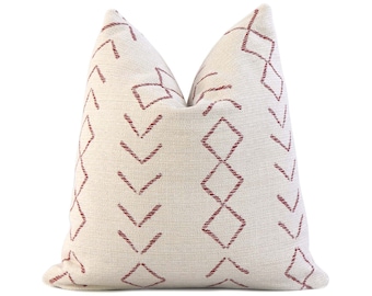 Thibaut Anasazi Canyon Performance Throw Pillow Cover with Zipper, Family Friendly Chic Decor, Geometric Pattern in Clay Red for New Couch