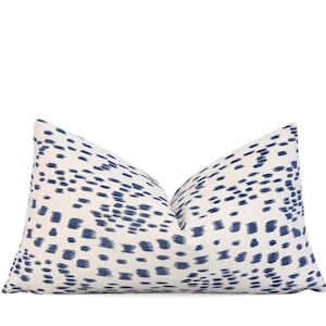 SALE Blue and White Brunschwig and Fils Throw Pillow Cover, Lumbar 12x20&quot; 14x20&quot; 12x18&quot;, Leopard Polka Dot Cushion Cover, Touches Blue