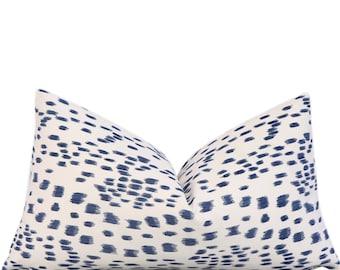 SALE Blue and White Brunschwig and Fils Throw Pillow Cover, Lumbar 12x20" 14x20" 12x18", Leopard Polka Dot Cushion Cover, Touches Blue