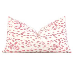 SALE Petal Pink Off-White Brunschwig Fils Throw Pillow Cover, 12x18&quot; 12x22&quot; Lumbar, Leopard Polka Dot Zippered Cushion Cover, Designer Sale