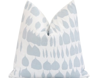 Schumacher Queen of Spain Sky Blue and White Pillow Cover with Zipper, Blue Cushion Sham, Square Lumbar and Euro, Polka Dot, Designer Decor
