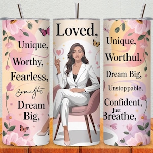 Boss Babe Tumbler Wrap PNG – 20oz Girl Boss Sublimation Design, Black Queen Inspirational Quote Tumbler, Strong Black Women PNG Download