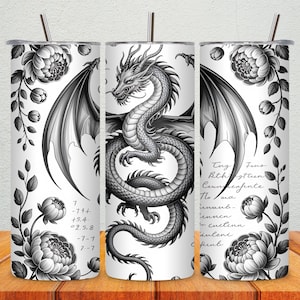 Romantasy Dragon Book Tumbler Wrap PNG, 20oz Skinny Sublimation Design, BookTok Reader Fantasy Tumbler, Digital Download