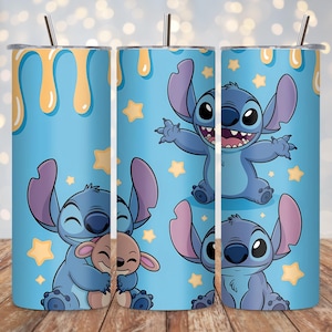 3D Inflated Stitch Tumbler Wrap PNG | 20oz Skinny Tumbler Sublimation Design | Cute Cartoon Stitch Cup Wrap | Digital Download PNG File
