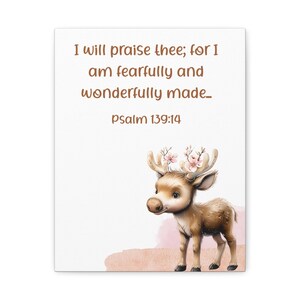 Baby Girl Nursery Art, Moose Wall Art, Pink Decor for Baby, KJV Verse Print, King James Verse, Nursery Decor, Whimsical art, Psalm 139