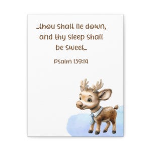 Baby Boy Nursery Canvas, Moose Wall Art, Blue Decor for Baby, KJV Verse Print, King James Verse, Nursery Decor, Whimsical art, Psalm 139