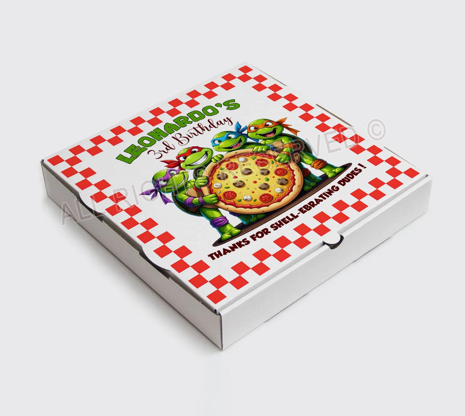 Fake Ninja Rurtle Label Ninja Turtles Pizza Favor Box Label – Editable Canva Template ...