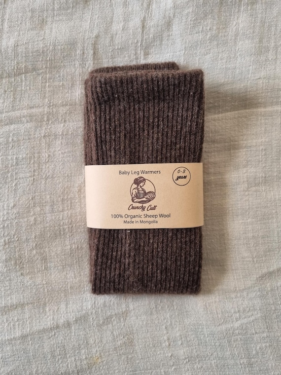 Brown baby leg warmers, 100% organic sheep wool, EC leg warmers, baby wearing leg warmers, elimination communication clothes, 0-3 years
