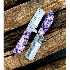 Handmade D2 Steel Bull Cutter Knife Set – 2-Piece Resin Handle Knives with Leather Sheath – Unique Gift for Father&#39;s Day USA