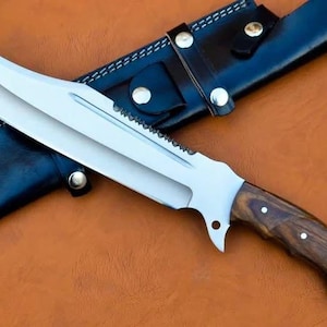 Custom Handmade Hunting Knife | Survival Bowie Knife with Leather Sheath | Full Tang High Carbon Steel Blade | Outdoor Camping & Collectible