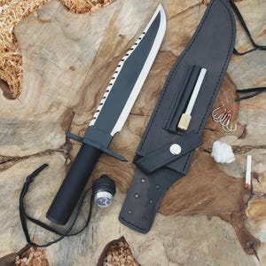 Custom Handmade Replica Rambo Knife Part II , Hunting Knife , Camping Knife