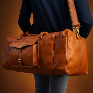 Borsone da viaggio in pelle personalizzato per uomo / Borsa da viaggio per il weekend fatta a mano / Borsa da viaggio per la notte / Regalo per lo sposo / Il regalo migliore per lui