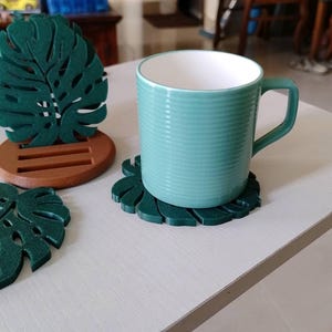 モンステラの葉のコースター：3Dプリント用STL/3MFファイル（デジタルダウンロード）