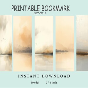 Printable Watercolor Bookmarks set  of 10 | Nature Landscape Set | Digital Download | Book Lover Gift