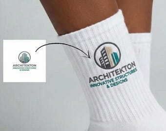 Personalized Logo Embroidered Socks for the Company , Clothing for the Workplace, Custom Embroidered Name Socks, Brand Logo Socks