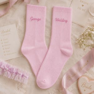 Embroidered Initial Socks, Personalized Name Socks, Custom Text Gift, Bride Socks, Wedding Gift, Bridal Party Favor
