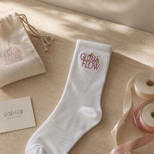 Custom Logo Socks, Personalized Embroidered Business Socks, Pilates Studio Socks, Corporate Gifts, Company Merchandise, Custom Team Socks image 2