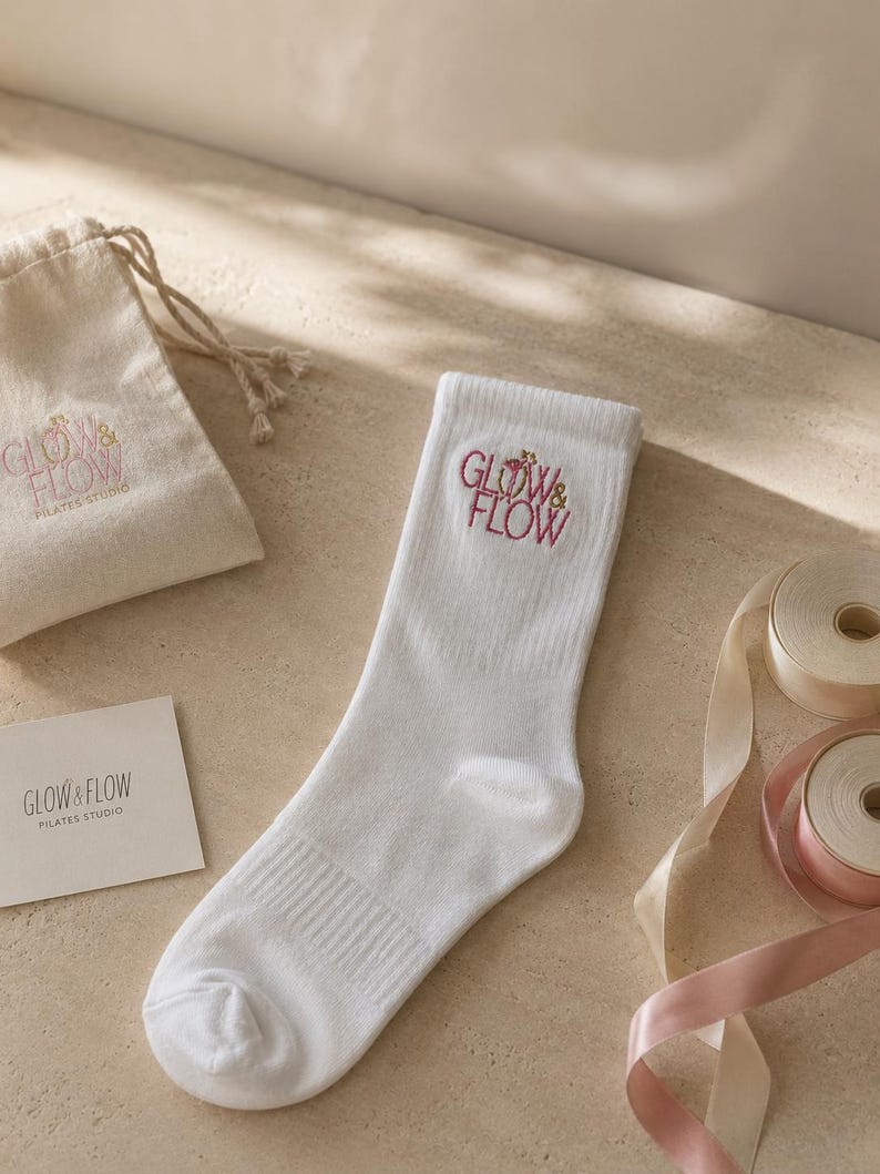Custom Logo Socks, Personalized Embroidered Business Socks, Pilates Studio Socks, Corporate Gifts, Company Merchandise, Custom Team Socks image 2