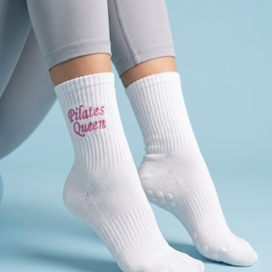 Custom Name Pilates Socks, Personalized Monogram Grip Socks, Embroidered Initial Yoga Socks, Custom Socks, Fitness Gift for Her image 2