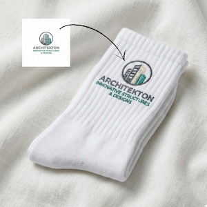 Personalized Logo Embroidered Socks for the Company , Clothing for the Workplace, Custom Embroidered Name Socks, Brand Logo Socks